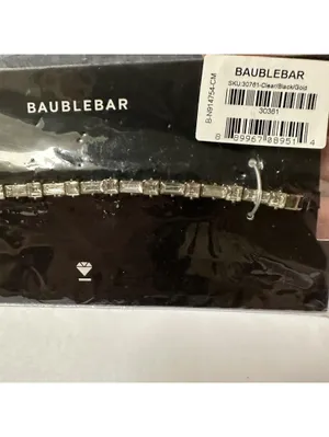 Baublebar Silver Tone Black Ribbon Clear Rhinestone Choker Necklace Adjustable thumbnail 3