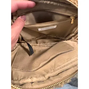 Anthropologie Sherpa Belt Bag‎ Tan Fleece Faux Shearling Crossbody Red Stripe thumbnail 8