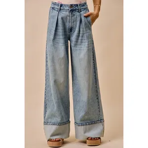 SO ME Mid Rise Plated Wid Leg Denim Jean - Medium‎ thumbnail 2