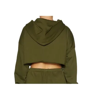 Naked Wardrobe Hoodie Womens Medium Olive Green Cropped Zip Up‎ NWT thumbnail 2