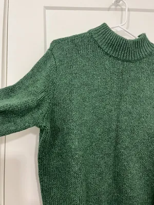 Aerie Medium Forest Green Ribbed Mock Neck Pullover Sweater thumbnail 5