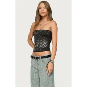 Faded Rose Black Silver Gold Studded Tube Top Small NWT thumbnail 7