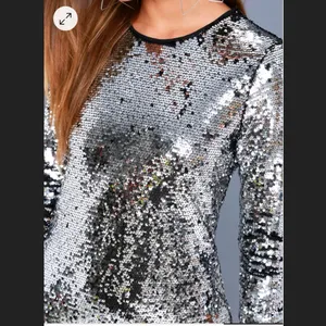 Lulus Main Event Silver Sequin 3/4 Sleeve Sheath‎ Dress MEDIUM thumbnail 3
