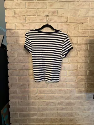 Eye Candy Striped Ribbed Short Sleeve T-Shirt Size XL thumbnail 3