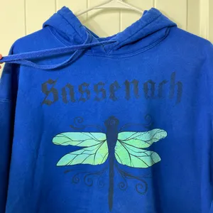 Port & Company women’s bright blue dragonfly Sassenach‎ pullover hood sweatshirt thumbnail 2