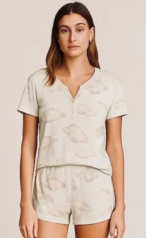 Vintage 80s ESLEEP Medium Cloud Pajama Set Shorts & Top thumbnail 1