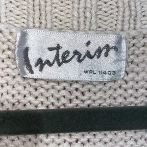 Vtg Interior Textured Fisherman Knit Cardigan Sweater Women L Cottage Coastal thumbnail 4