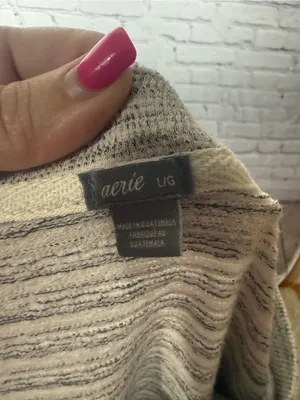 Aerie Light Gray Striped Knit Crewneck Sweater large thumbnail 14