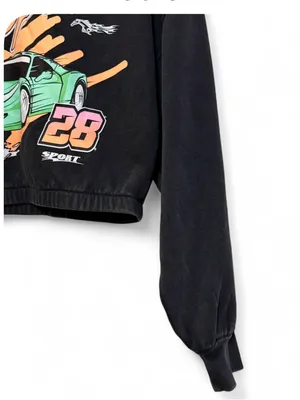 H&M Divided Women’s Ultimate Hi-Speed Racing Car Faded Black Cropped Sweater M thumbnail 7
