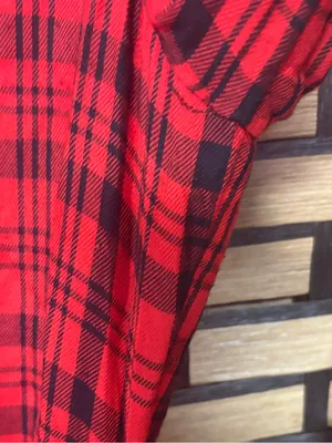 Express red and black plaid wrap style dress size small thumbnail 4