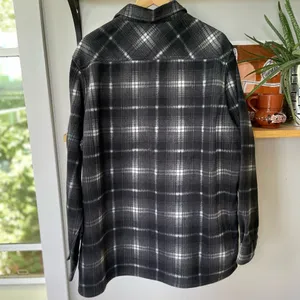 Croft & Barrow Black White Plaid Fleece Shacket Button Down Shirt Unisex Sz XL thumbnail 9