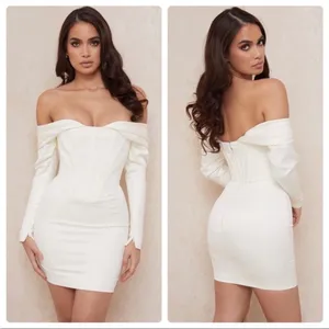 NWOT House Of CB 'Arista' Ivory Satin Corset Mini Dress sz XS thumbnail 3