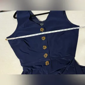 Nina Leonard Women's V-Neck Cropped Navy Sleeveless Jumpsuit Size 1X NWT thumbnail 12