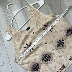Renaissance Embroidered Tank Top cotton crop womens Beige (one size) boho fairy thumbnail 3