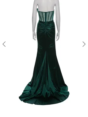 Portia & Scarlett Emerald Velvet Beaded Corset Gown Formal Dress L NWT thumbnail 4