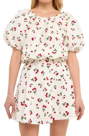 English Factory Cherry Print Skirt And Top Set thumbnail 1
