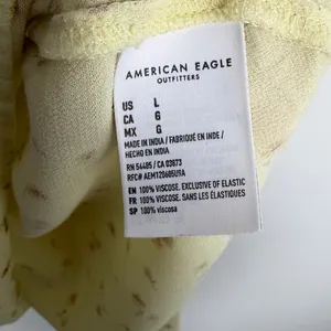 American Eagle Babydoll Blouse Yellow Floral Short Sleeve Boho Cottage Large thumbnail 8