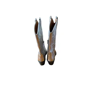 Silver Embroidered Western Cowboy Cowgirl Boots Pointed Toe Heel Women's size 39 thumbnail 4