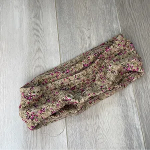 Free People Bralette floral smocked strapless tube womens Beige (medium) boho thumbnail 2
