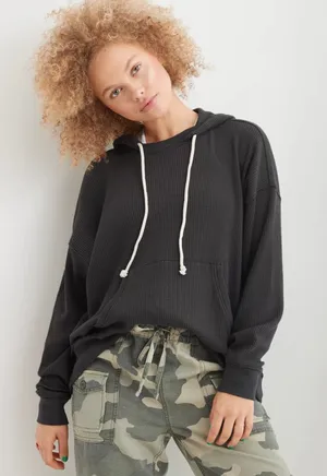 Aerie Waffle Knit Sweatshirt thumbnail 1