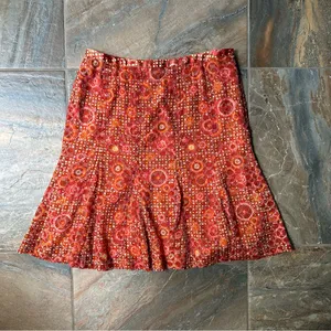 Etcetera Orange Silk Pattern A-Line Skirt Women’s Size 12 thumbnail 7