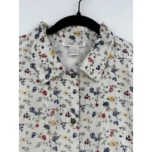 Cherokee Floral Print Utility Jacket Womens Medium Cotton Snap Front Cottagecore thumbnail 3