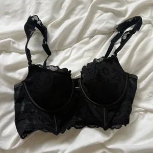 Aerie black daisy lace bra top thumbnail 1