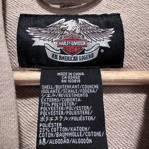 Harley Davidson Vintage‎ Y2K Sleeveless Hoodie Vest Beige Zip Up Womens Medium thumbnail 3
