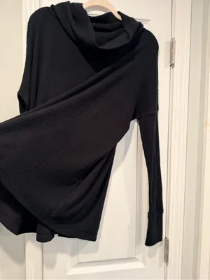 We The Free Free People Size S Black Oversized Cowl Neck Split Back Sweater thumbnail 6