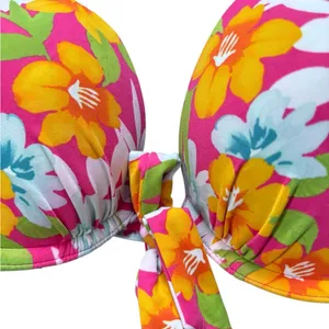 Hollister Push Up Bikini Sz M Hawaiian Floral Pink White Cheeky Bottom Underwire thumbnail 2