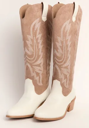 NIB PINK LILY- boujee two tone boots size 8 thumbnail 1