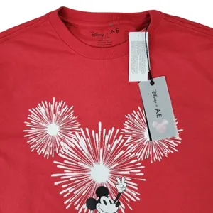 Disney x AE American Eagle Mickey Mouse‎ Fireworks Graphic Red T-Shirt thumbnail 6