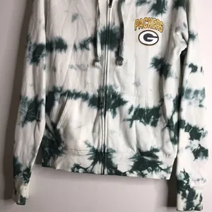 NFL team apparel green‎ tie dye Green Bay packers footballs zip up hoodie jacket thumbnail 3