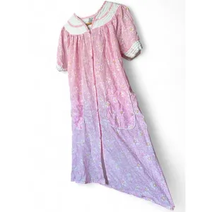 House Dress Pink Gingham Daisy Snap Front Quilted Yoke Floral Cottagecore XL thumbnail 2