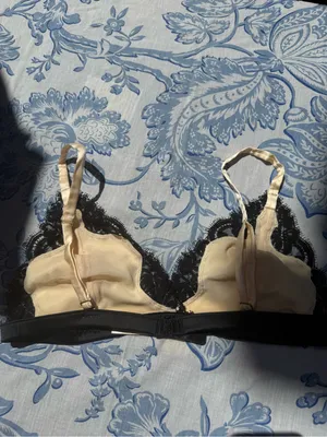 Banana Republic Cream Satin Bralette with Black Lace Trim size L large thumbnail 4