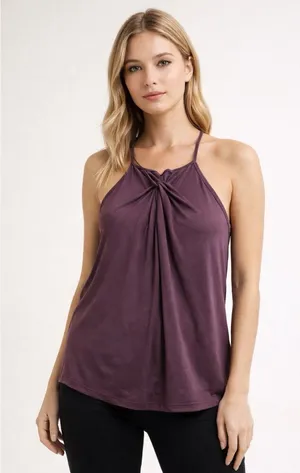 BCBGeneration Women's Plum Halter Tank Top Size Small Twist Front thumbnail 1