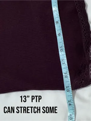 Madewell 90s Camisole Womens Small Ribbed Lace Spaghetti Strap Burgundy Top thumbnail 10