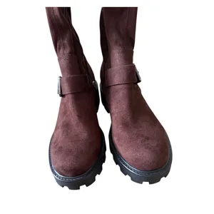Marc Fisher LTD Ganven Brown Faux Leather Over The Knee Lug Sole Buckle Boot 8 thumbnail 4