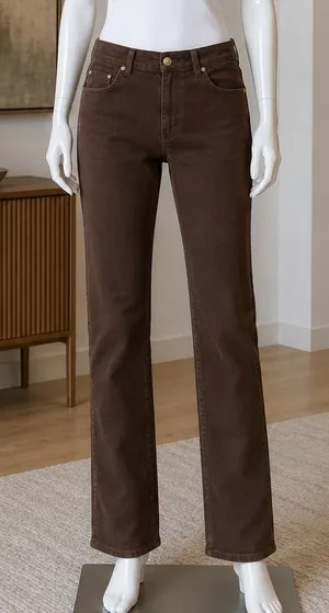 Lauren Jeans Co Ralph Lauren Womens Jeans Brown Straight Leg Stretch 10 thumbnail 1