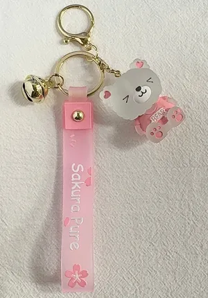 Teddy Bear Car Keychain Bell Keychain Charm Bag Charm Couple Gifts thumbnail 1