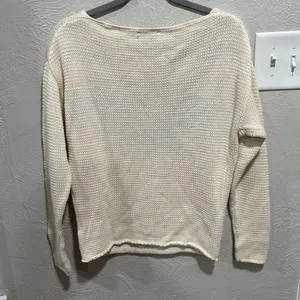 Ralph Lauren Boat Neck Intarsia Knit Sweater Pullover Cream Black Size Small thumbnail 6