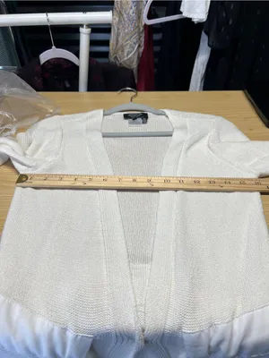 Angel Apparel Ivory Belted Longline‎ Cardigan Sweater Size S thumbnail 14