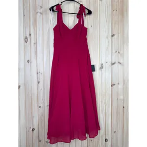 NWT Lulus Sophisticated Charisma Berry Red Tie-Strap A-Line Midi Dress Size M thumbnail 2