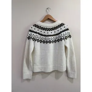 Old Navy Womens Fair Isle Cardigan Sweater Cream‎ Brown Blue Button Front Small thumbnail 3