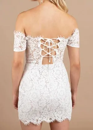 Tobi White Lace Off The Shoulder Dress thumbnail 2