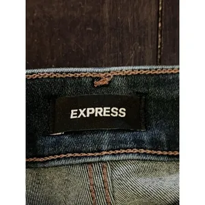 Express Curvy Skinny Mid Rise Jeans Womens 4L Med Wash Distressed Tall Denim thumbnail 7