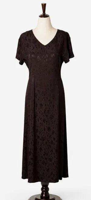 Laura Ashley Vintage 90s Dress Women 8 Brown Floral Jacquard Maxi Cottagecore thumbnail 1
