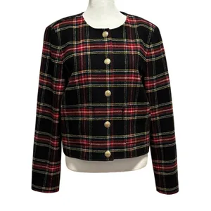 J. Crew Factory Size 8 Stewart Tartan Wool Blend Lady Jacket Cropped Preppy thumbnail 2