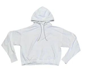 Athleta Quarter Zip Hoodie Womens Large White Good Ribbed Trim Relaxed Pullover thumbnail 1