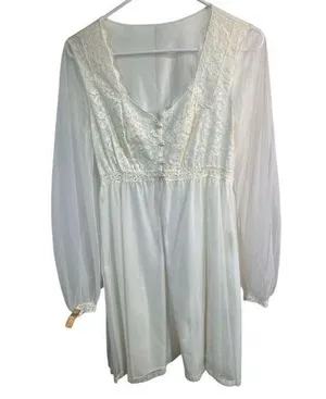 Olga Ivory Lace Nightgown Peignoir Set Size 34M Chemise Vintage, Lace, Wedding thumbnail 1